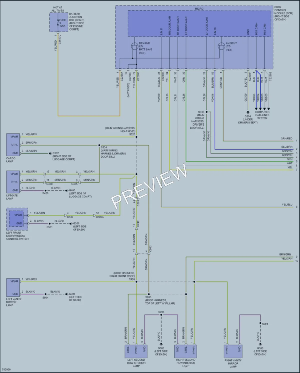 2022 Ford MustangMachE Interior Lights wiring diagram preview