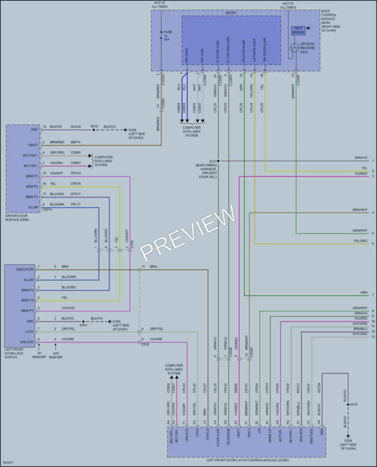 2022 Ford MustangMachE Power Door Locks wiring diagram preview