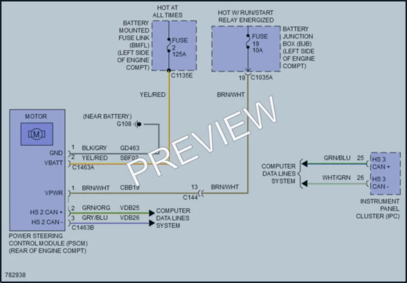 2022 Ford Ranger Electronic Power Steering wiring diagram preview