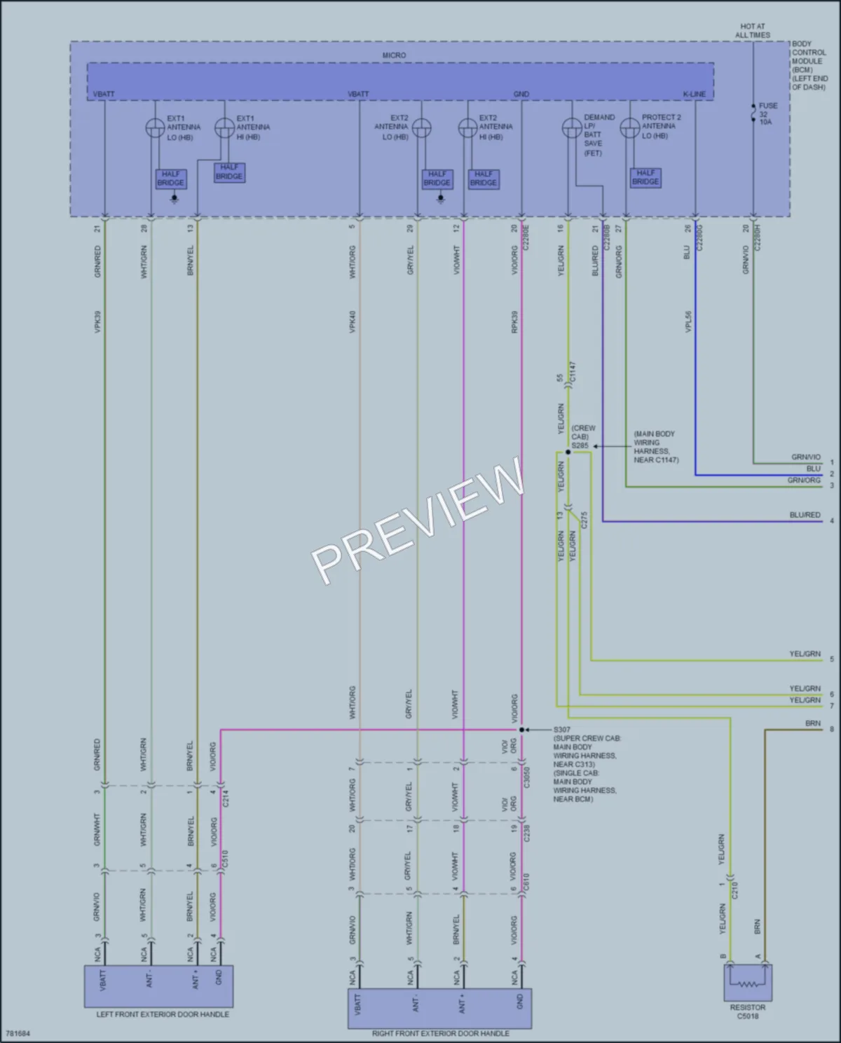 2022 Ford Ranger Power Door Locks wiring diagram preview