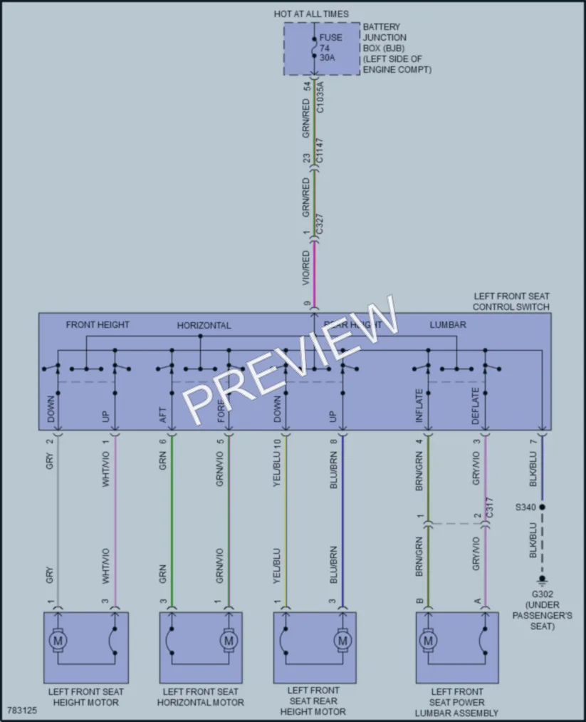 2022 Ford Ranger Power Seats wiring diagram preview