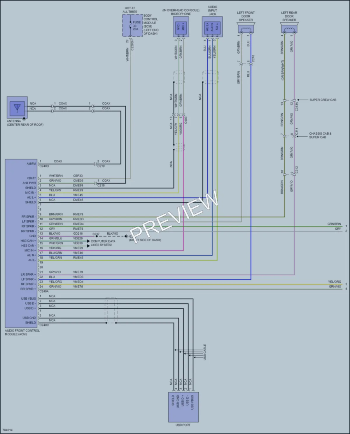 2022 Ford Ranger Radio wiring diagram preview