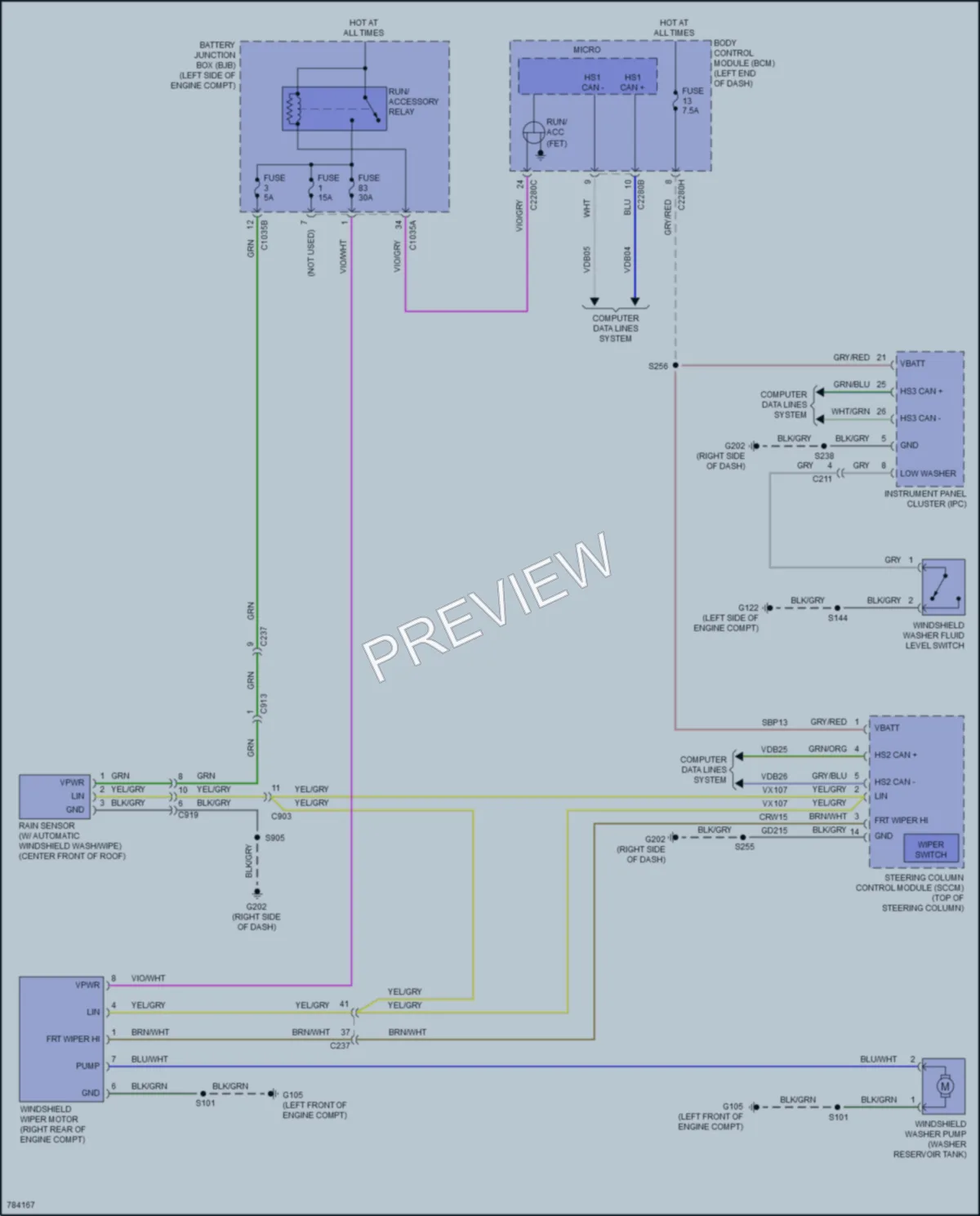 2022 Ford Ranger Wiper Washer wiring diagram preview