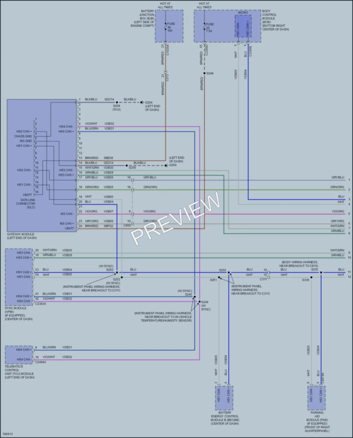 2022 Ford TransitConnect Computer Data Lines wiring diagram preview