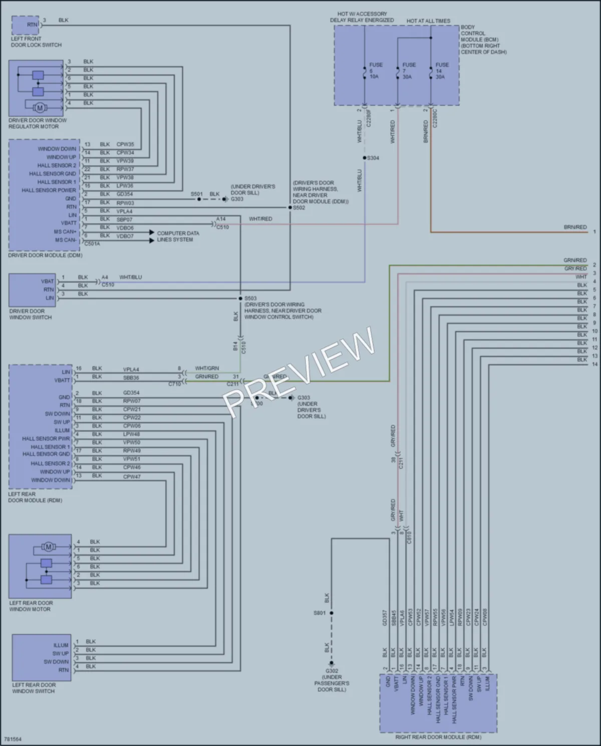 2022 Ford TransitConnect Power Windows wiring diagram preview