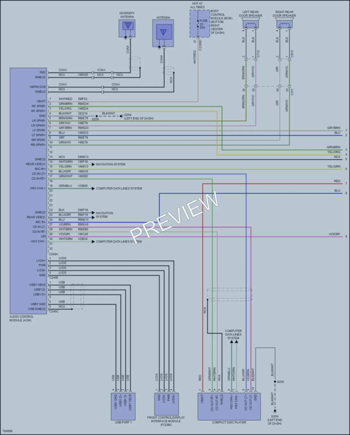 2022 Ford TransitConnect Radio wiring diagram preview