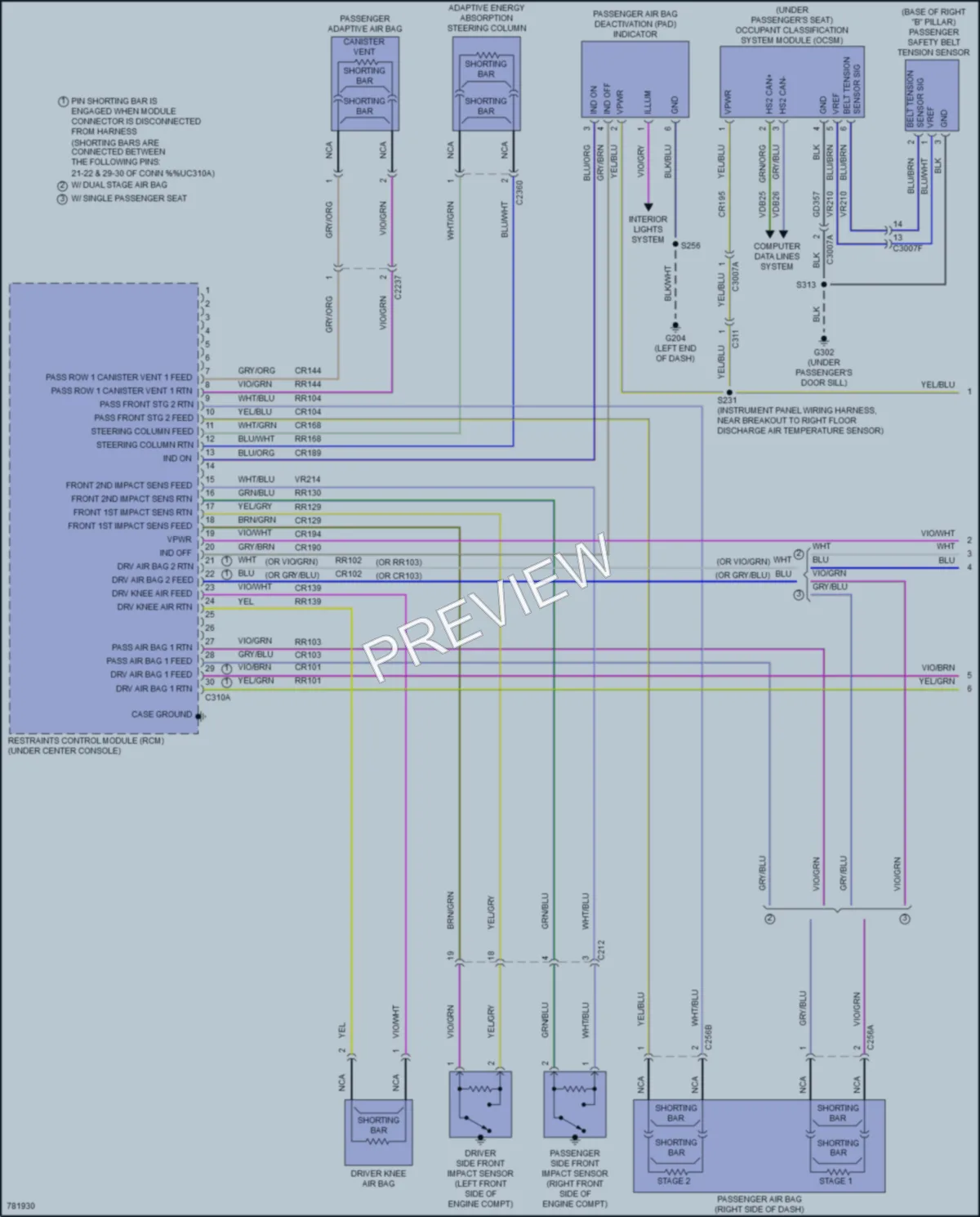 2022 Ford TransitConnect Supplemental Restraints wiring diagram preview