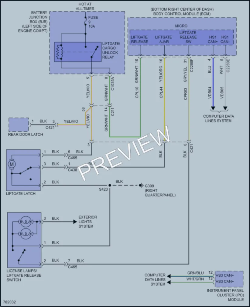 2022 Ford TransitConnect Trunk Tailgate Fuel Door wiring diagram preview