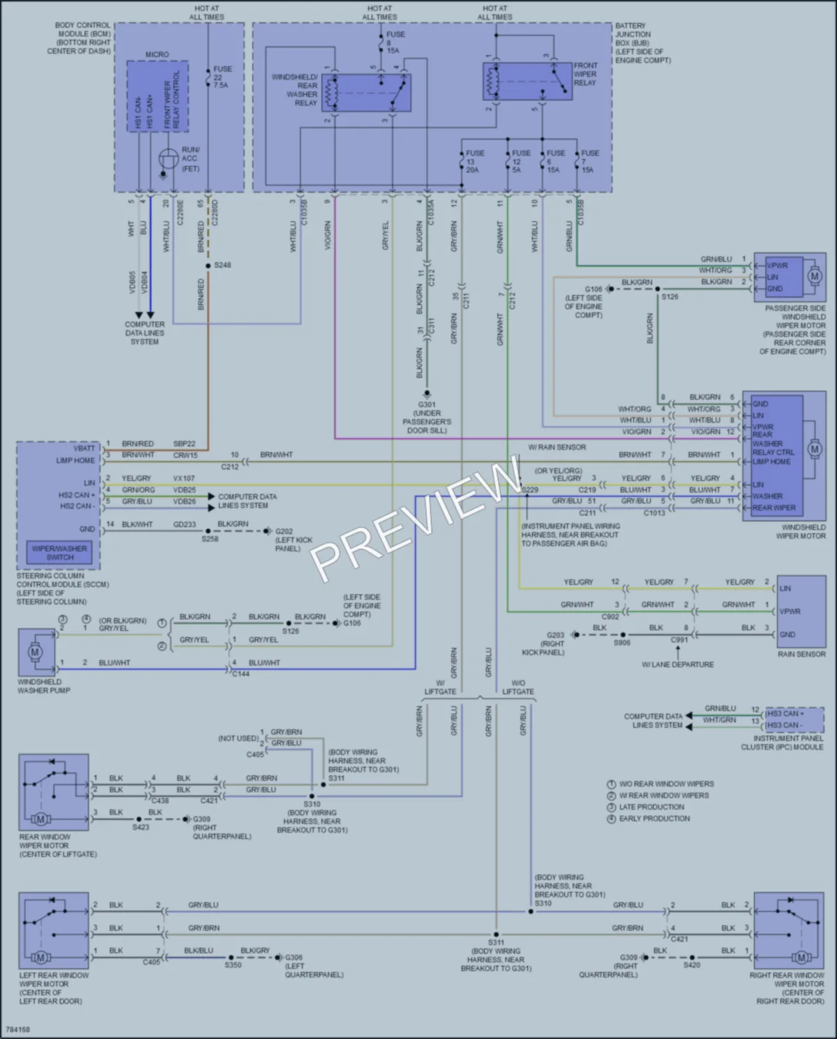 2022 Ford TransitConnect Wiper Washer wiring diagram preview