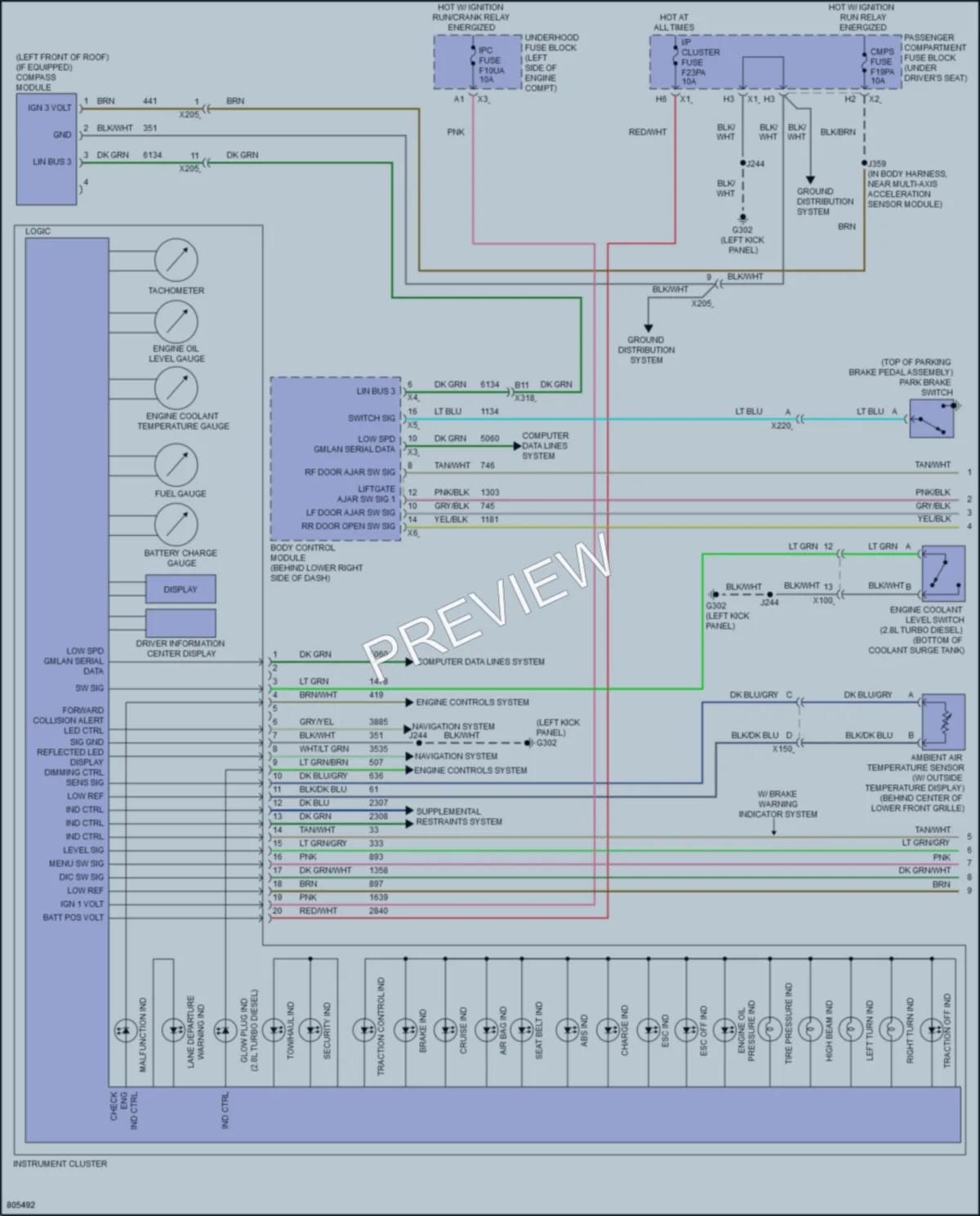 2022 GMC 3500Savana Instrument Cluster wiring diagram preview