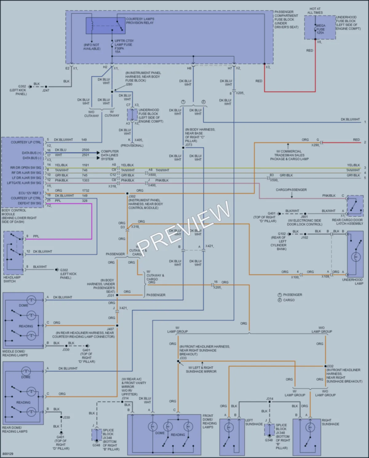 2022 GMC 3500Savana Interior Lights wiring diagram preview