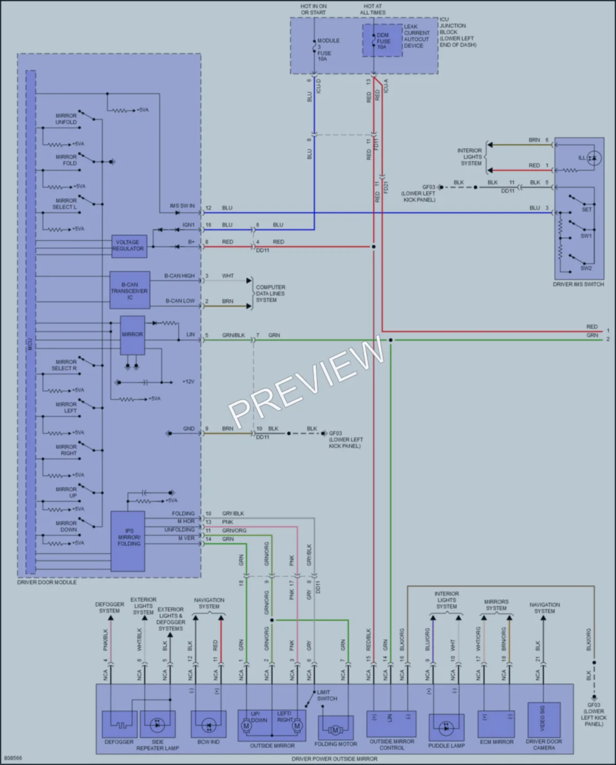 2022 Genesis G70 Memory Systems wiring diagram preview