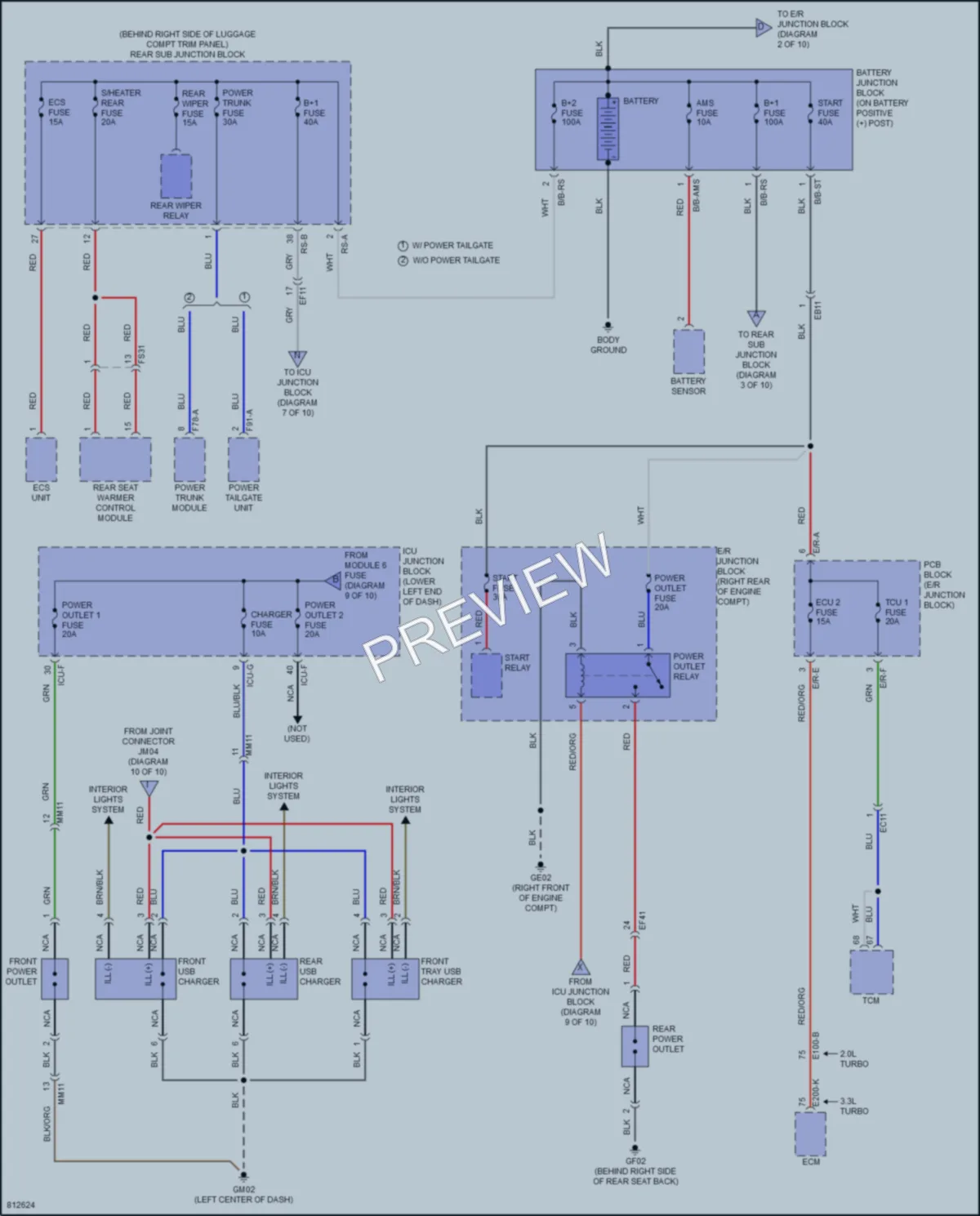 2022 Genesis G70 Power Distribution wiring diagram preview