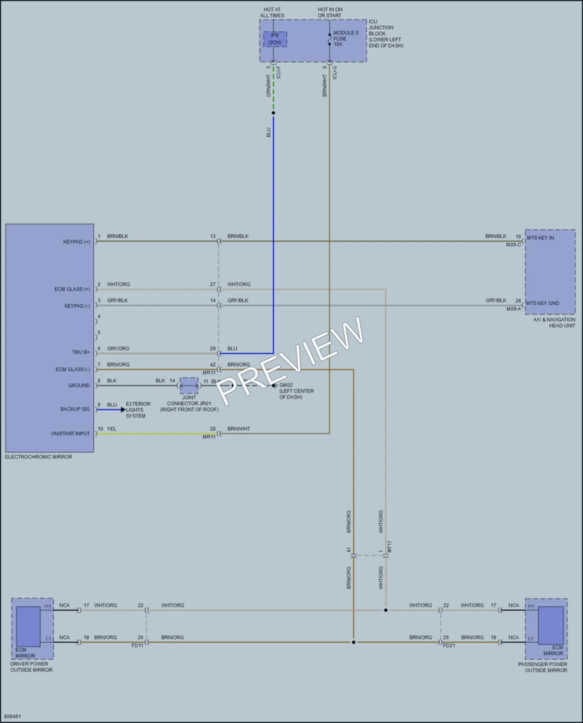 2022 Genesis G70 Power Mirrors wiring diagram preview