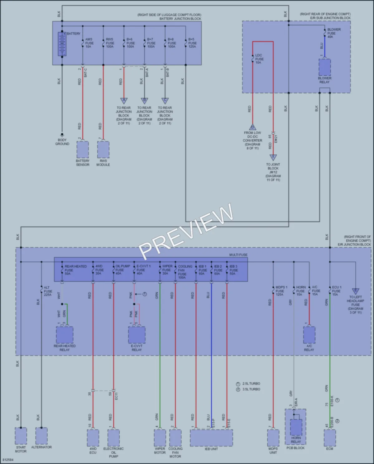 2022 Genesis G80 Power Distribution wiring diagram preview