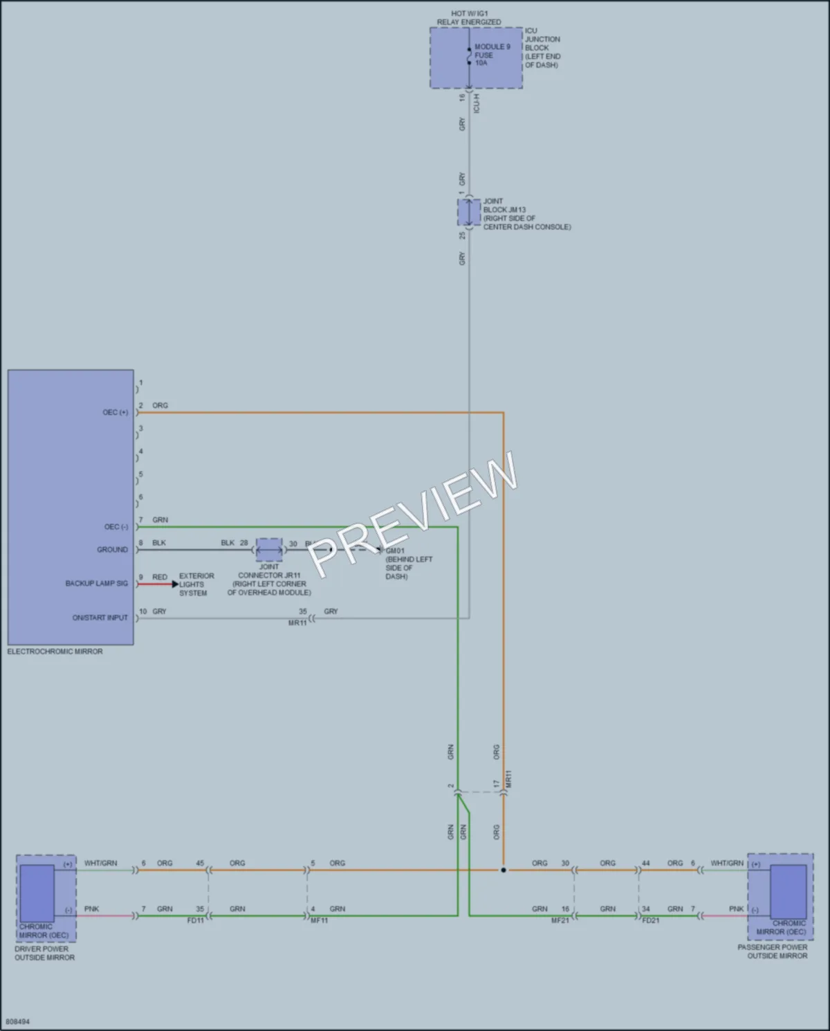 2022 Genesis G80 Power Mirrors wiring diagram preview