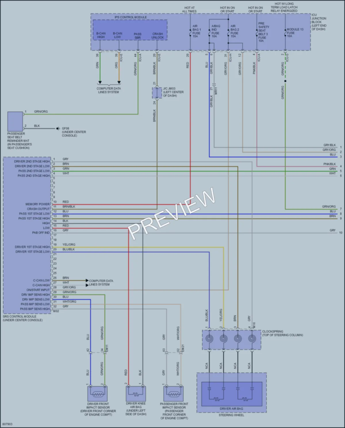 2022 Genesis G80 Supplemental Restraints wiring diagram preview