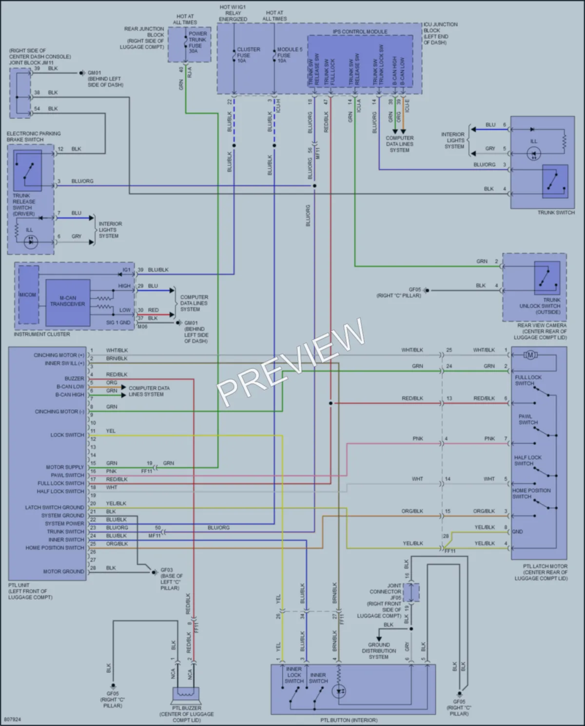 2022 Genesis G80 Trunk Tailgate Fuel Door wiring diagram preview