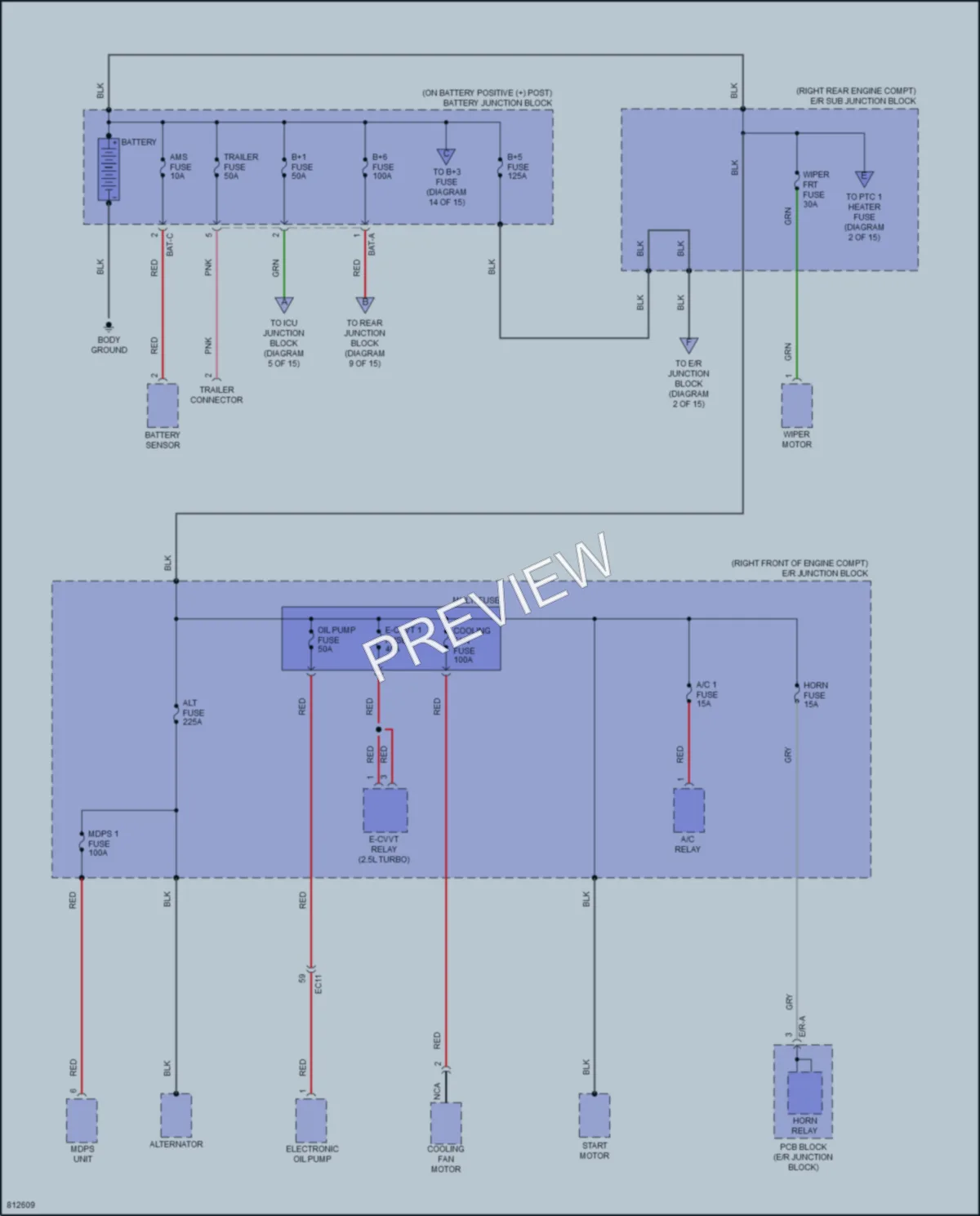 2022 Genesis GV70 Power Distribution wiring diagram preview