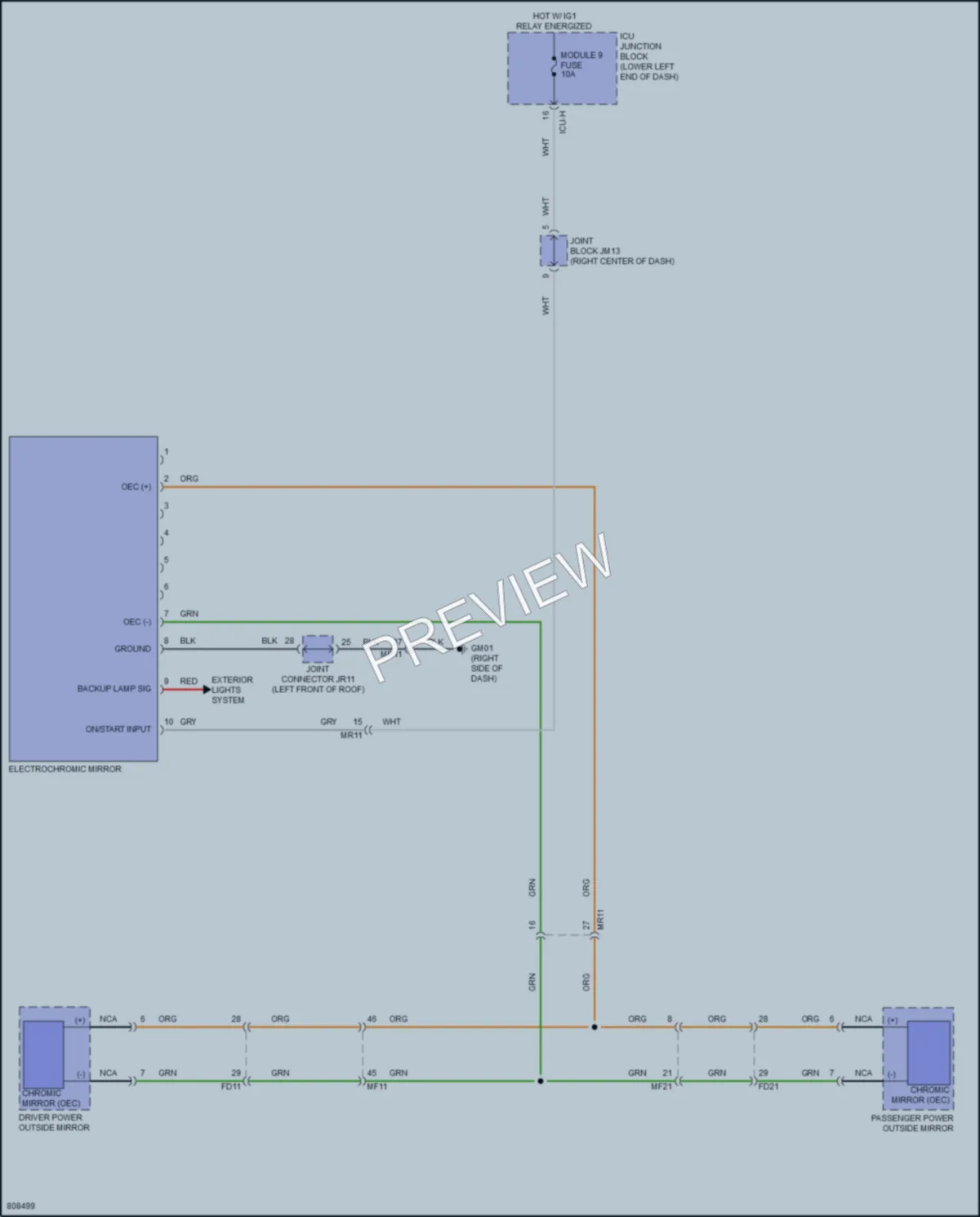 2022 Genesis GV70 Power Mirrors wiring diagram preview