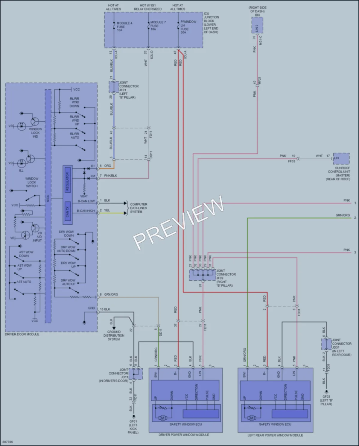 2022 Genesis GV70 Power Windows wiring diagram preview