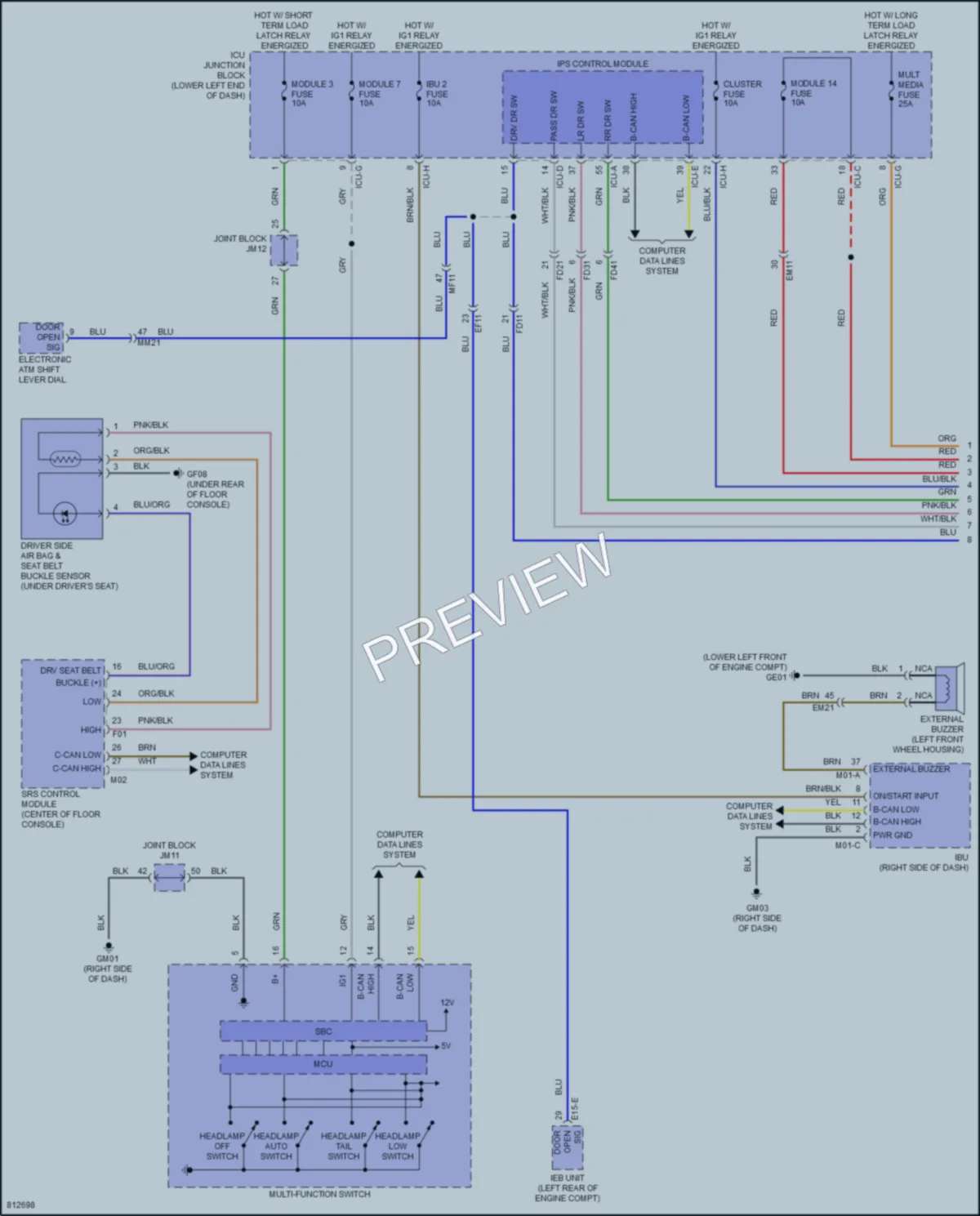 2022 Genesis GV70 Warning Systems wiring diagram preview