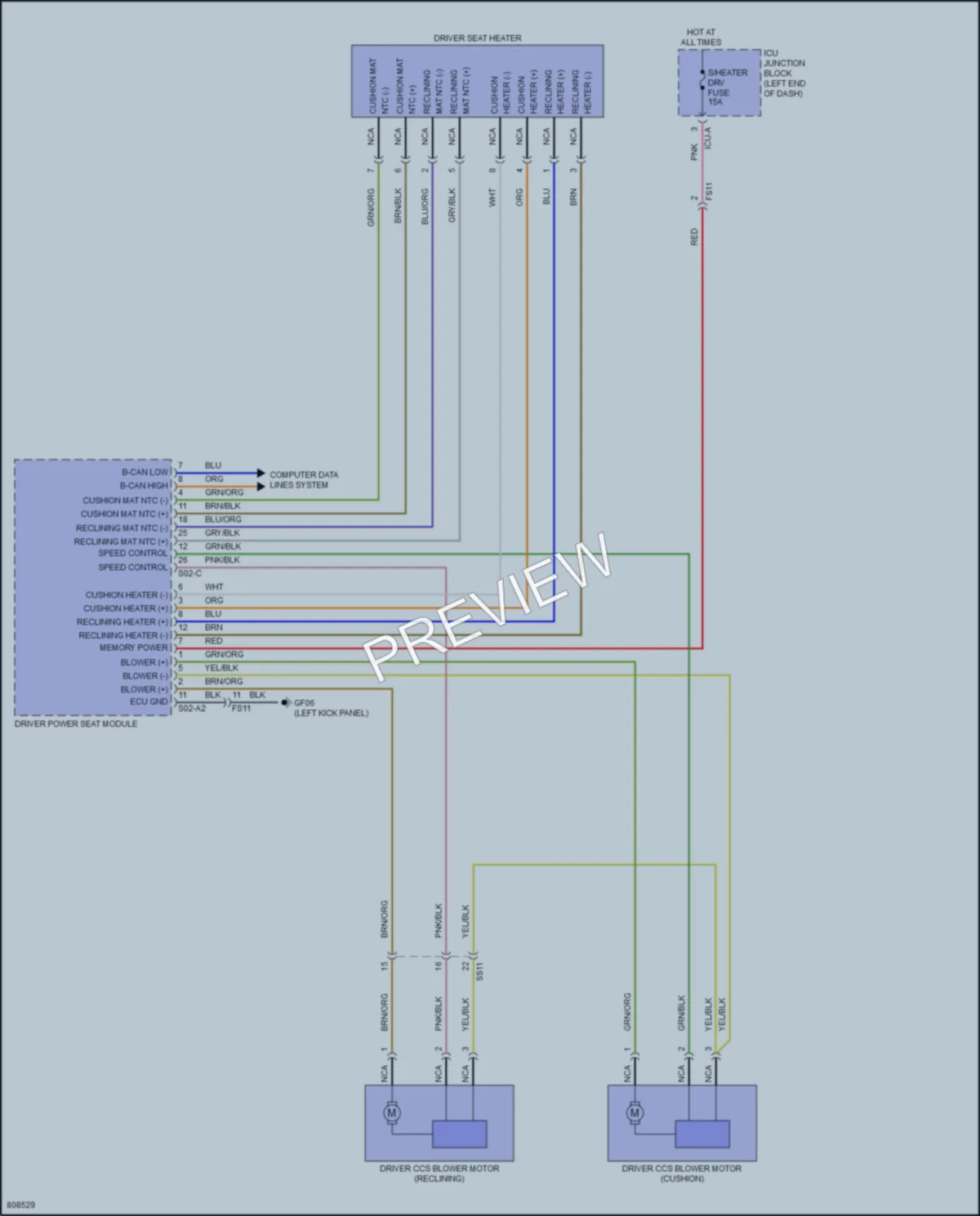 2022 Genesis GV80 Power Seats wiring diagram preview