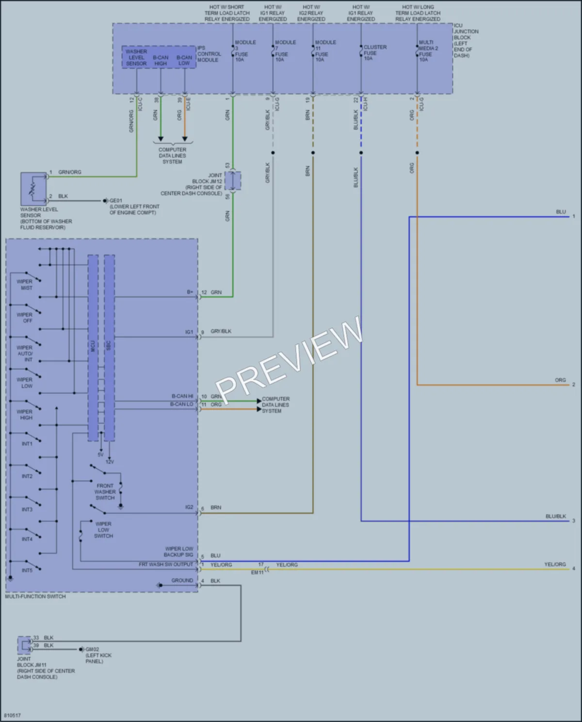 2022 Genesis GV80 Wiper Washer wiring diagram preview