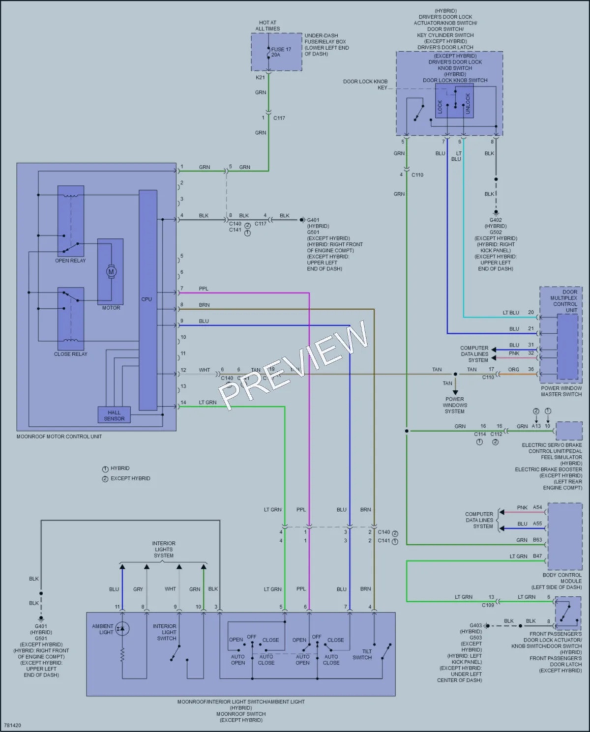 2022 Honda Accord Power Top Sunroof wiring diagram preview