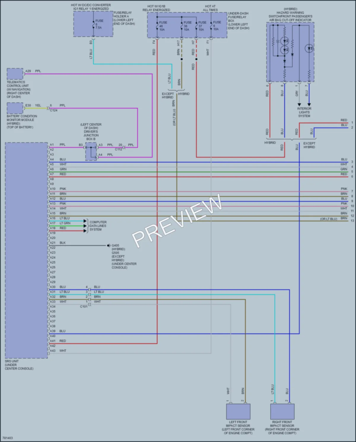 2022 Honda Accord Supplemental Restraints wiring diagram preview