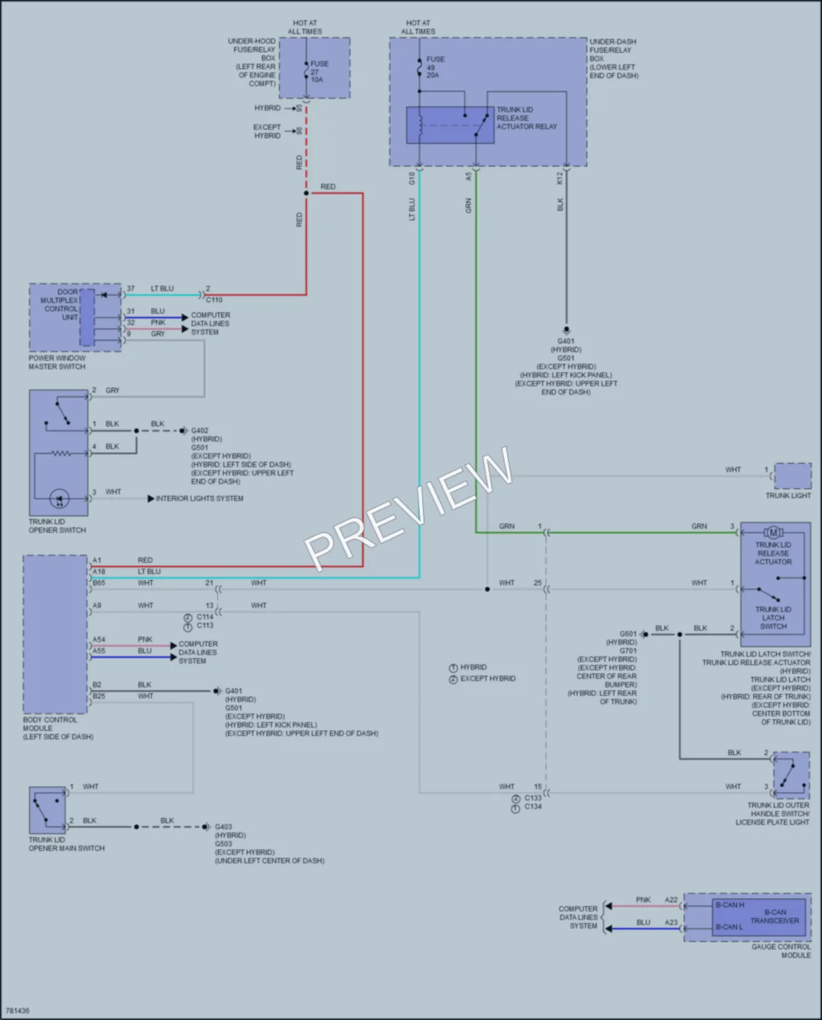 2022 Honda AccordHybrid Trunk Tailgate Fuel Door wiring diagram preview