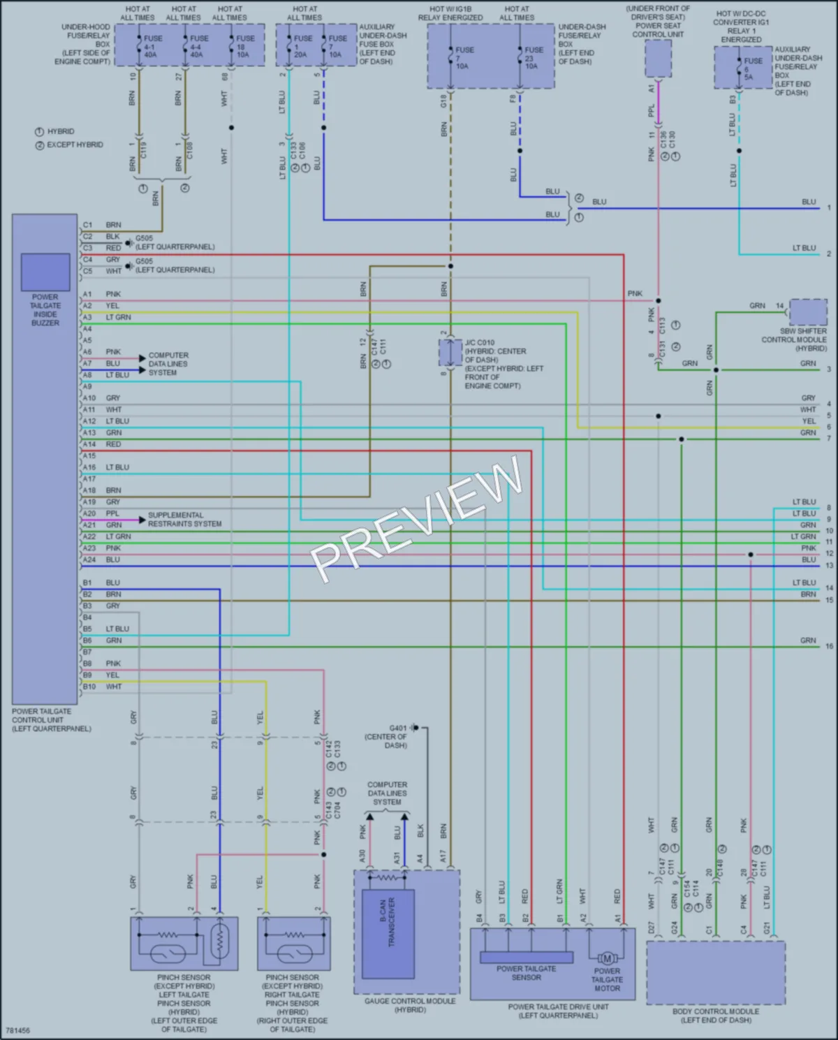 2022 Honda CRV Trunk Tailgate Fuel Door wiring diagram preview