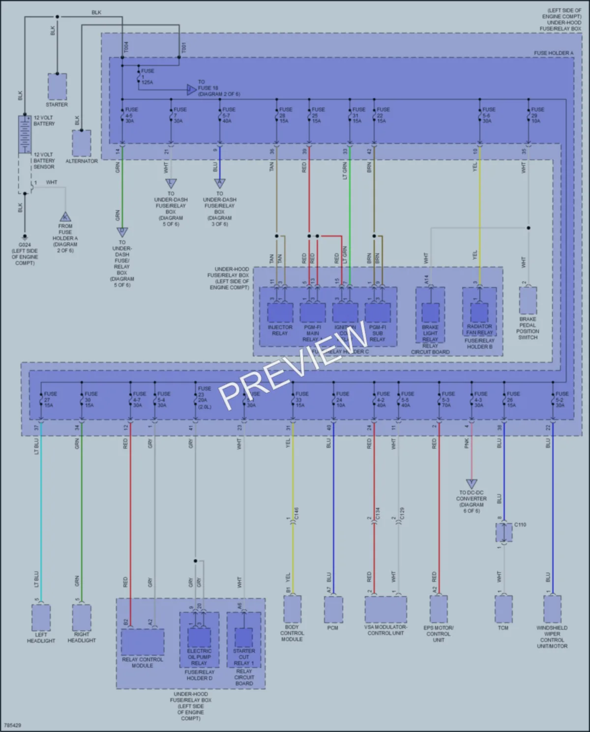 2022 Honda Civic Power Distribution wiring diagram preview