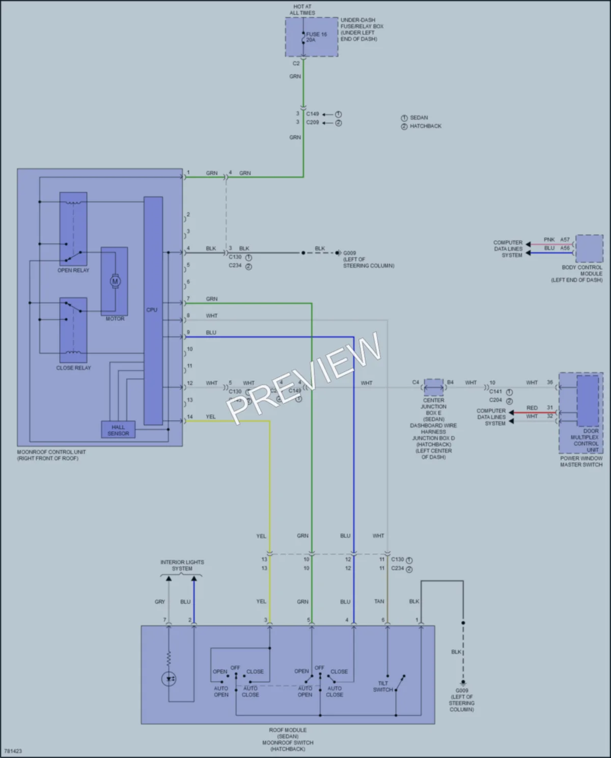 2022 Honda Civic Power Top Sunroof wiring diagram preview