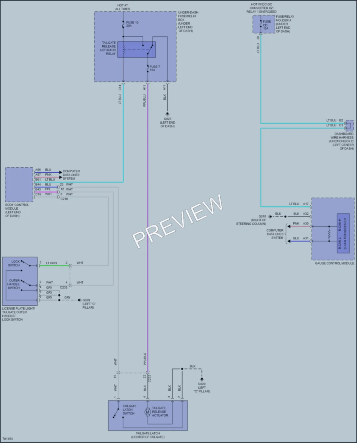 2022 Honda Civic Trunk Tailgate Fuel Door wiring diagram preview