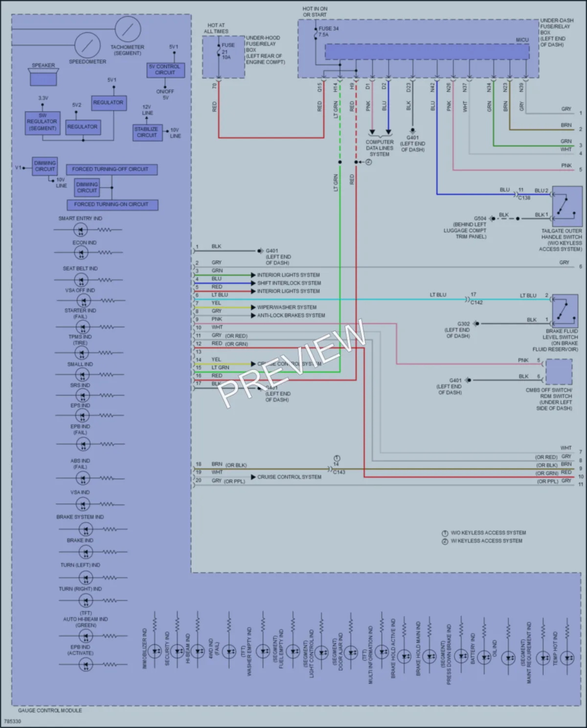 2022 Honda HRV Instrument Cluster wiring diagram preview
