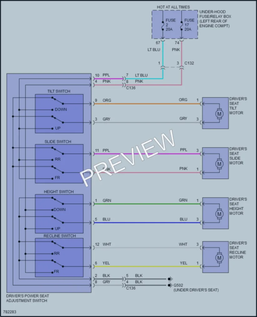 2022 Honda HRV Power Seats wiring diagram preview