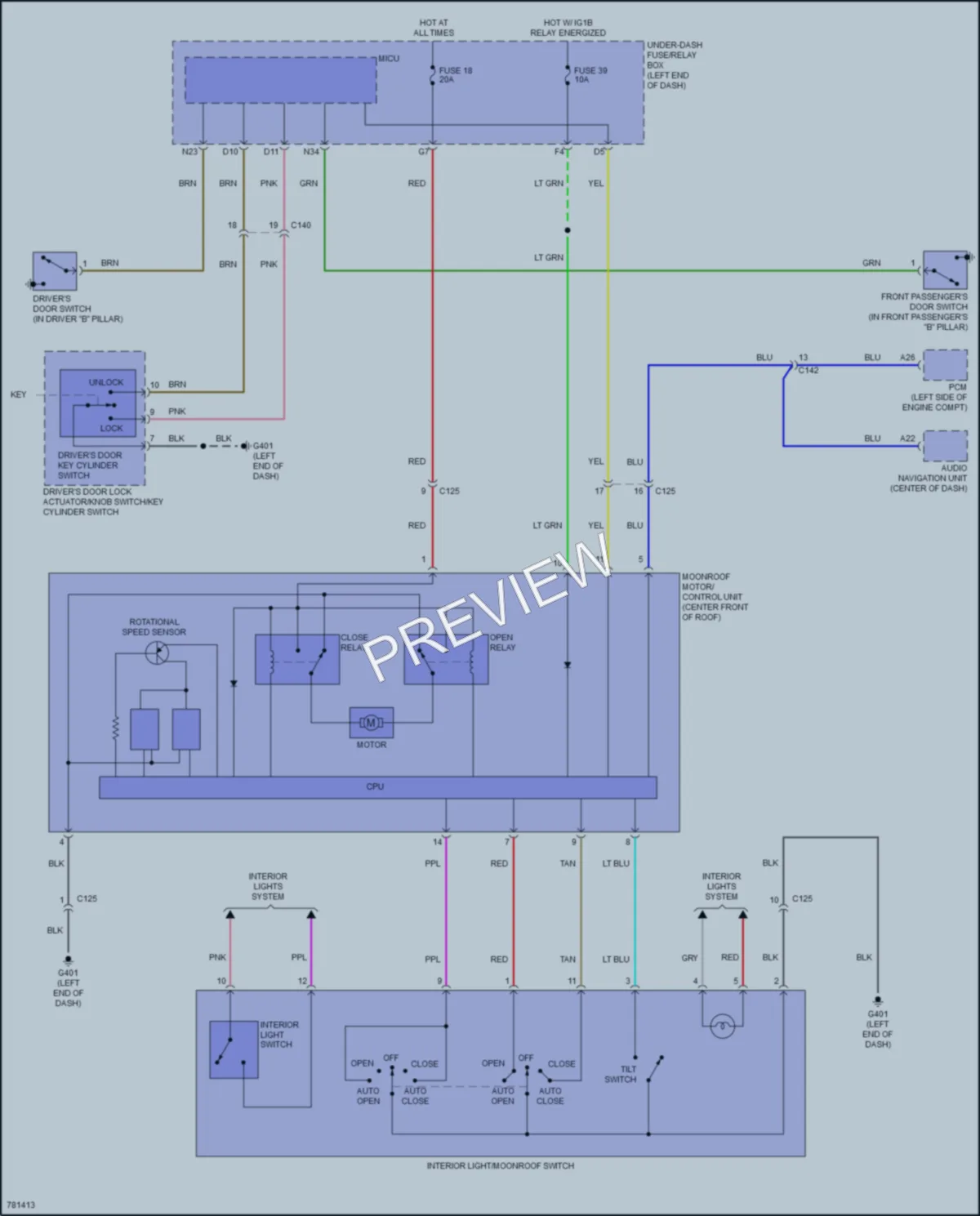 2022 Honda HRV Power Top Sunroof wiring diagram preview