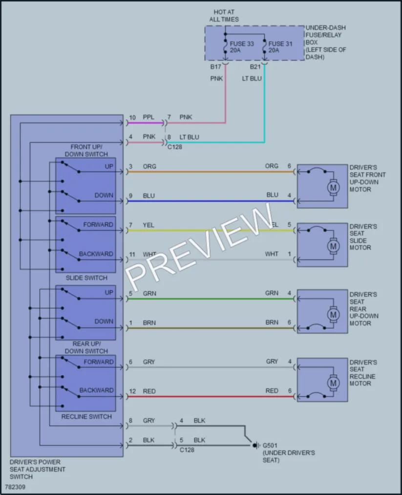 2022 Honda Insight Power Seats wiring diagram preview