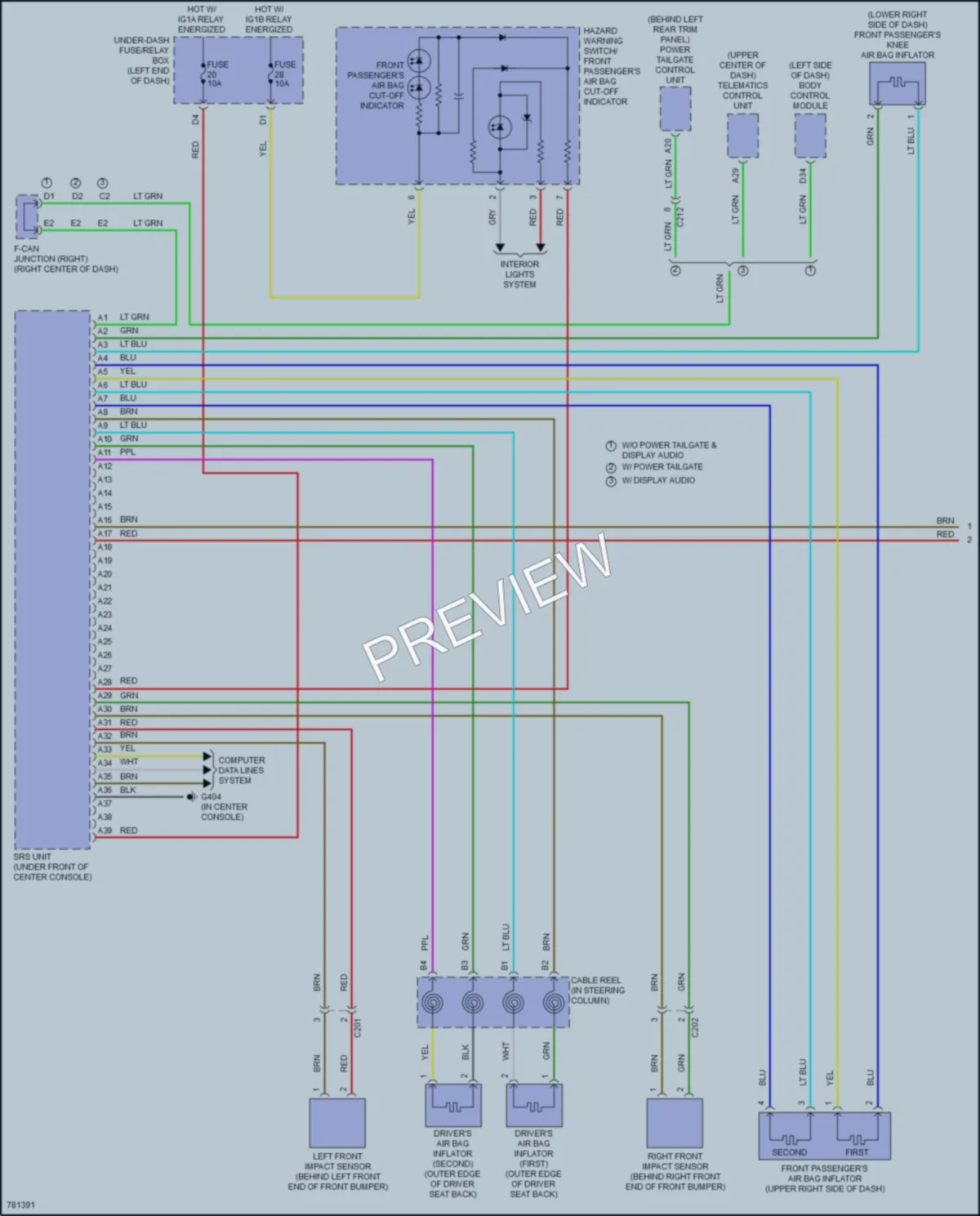 2022 Honda Odyssey Supplemental Restraints wiring diagram preview