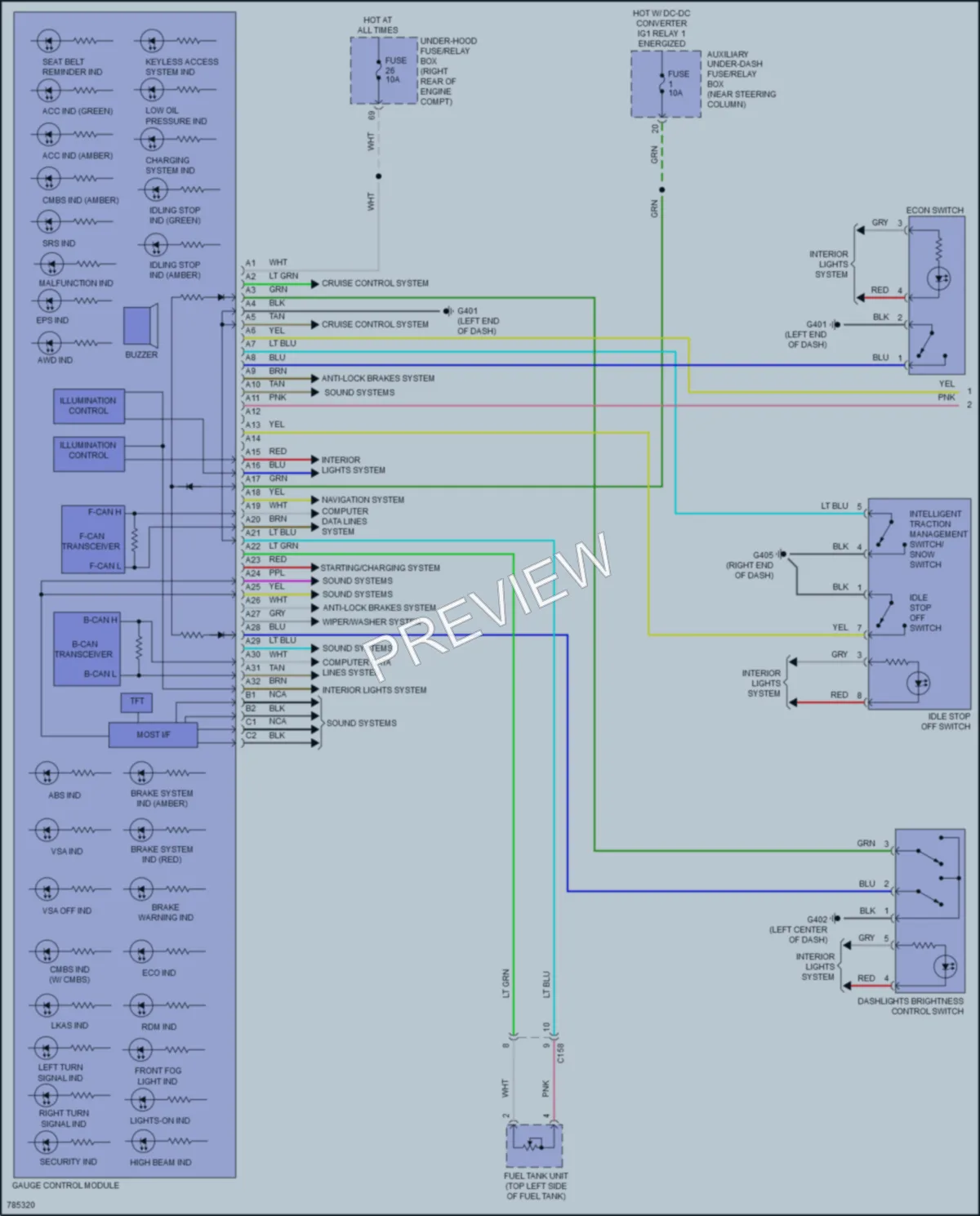 2022 Honda Pilot Instrument Cluster wiring diagram preview