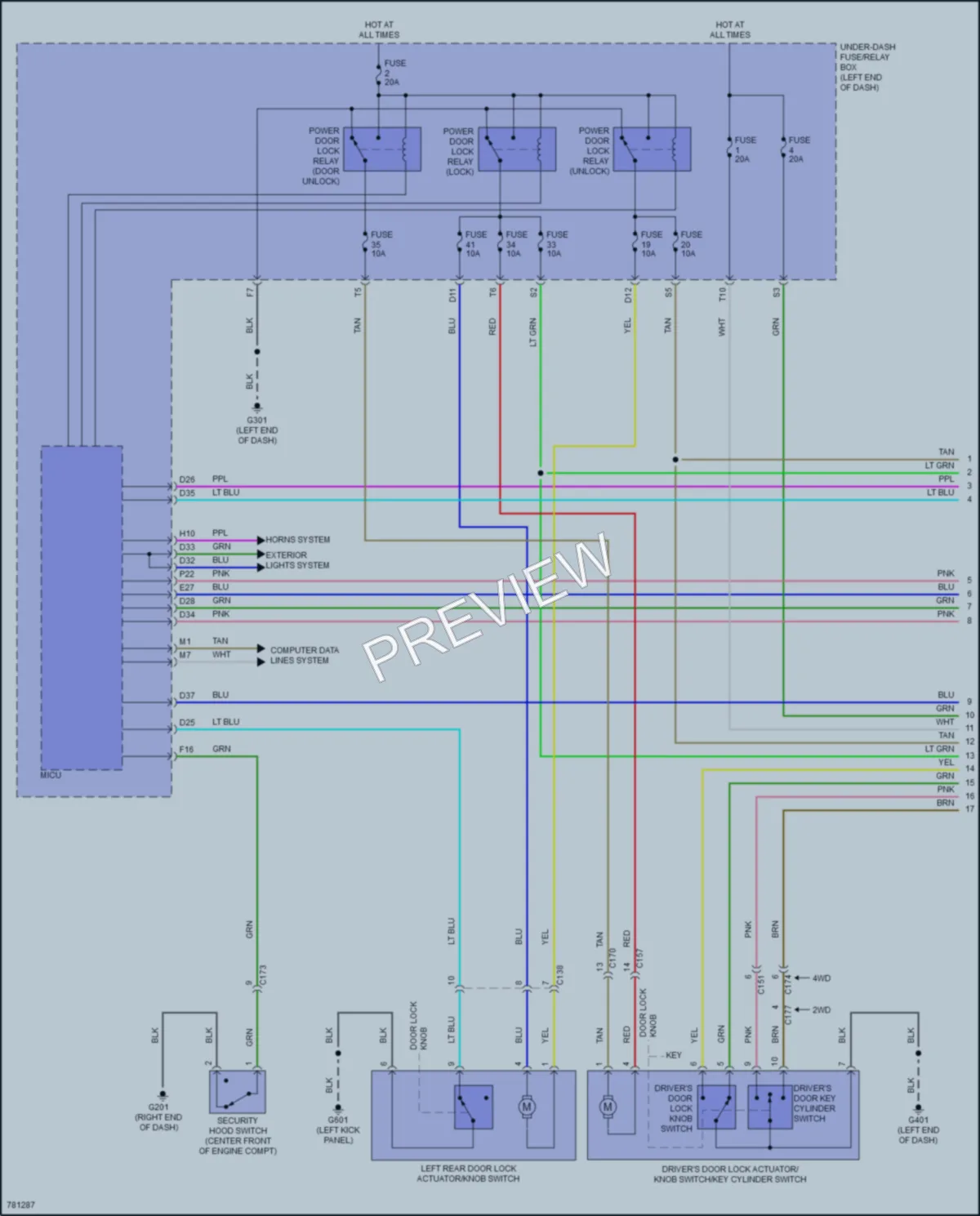 2022 Honda Pilot Power Door Locks wiring diagram preview