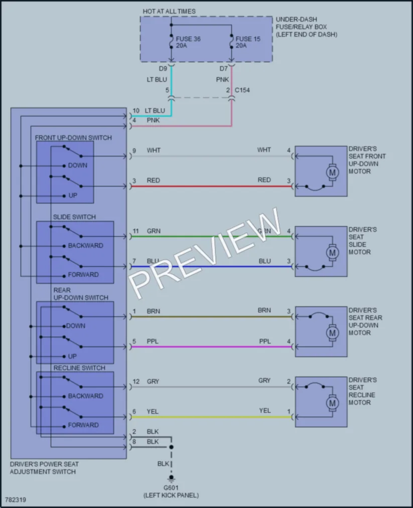 2022 Honda Pilot Power Seats wiring diagram preview