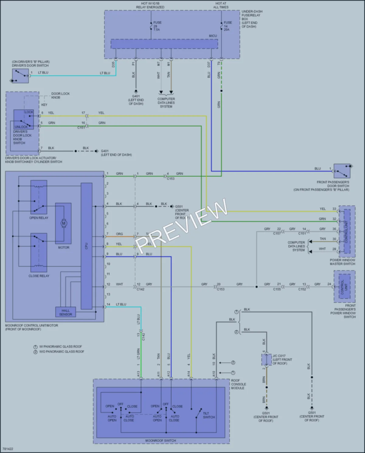 2022 Honda Pilot Power Top Sunroof wiring diagram preview