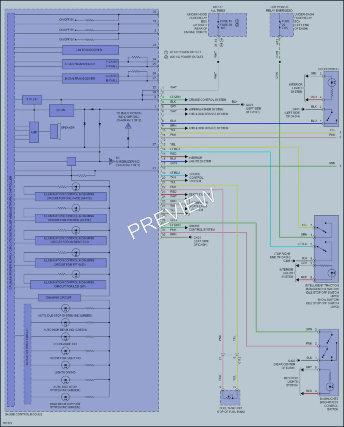 2022 Honda Ridgeline Instrument Cluster wiring diagram preview