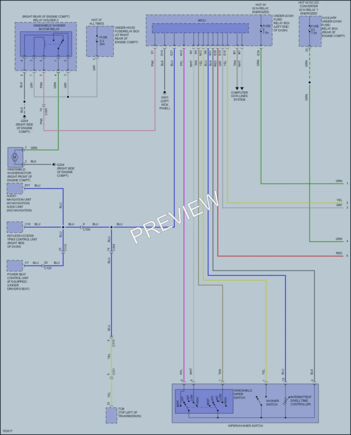 2022 Honda Ridgeline Wiper Washer wiring diagram preview