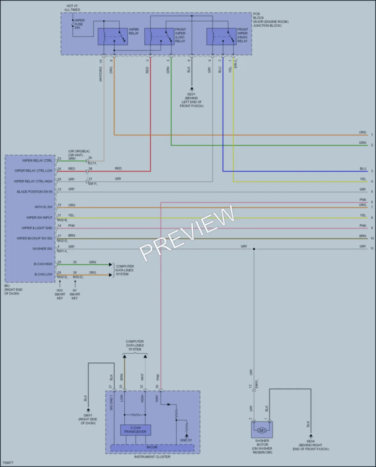 2022 Hyundai Elantra Wiper Washer wiring diagram preview