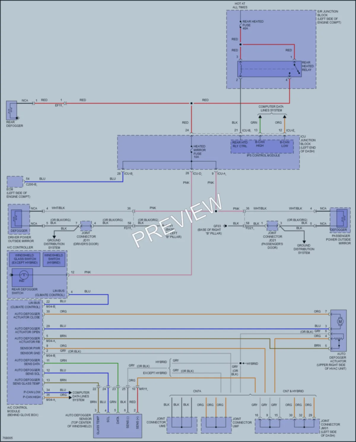 2022 Hyundai ElantraHybrid Defoggers wiring diagram preview
