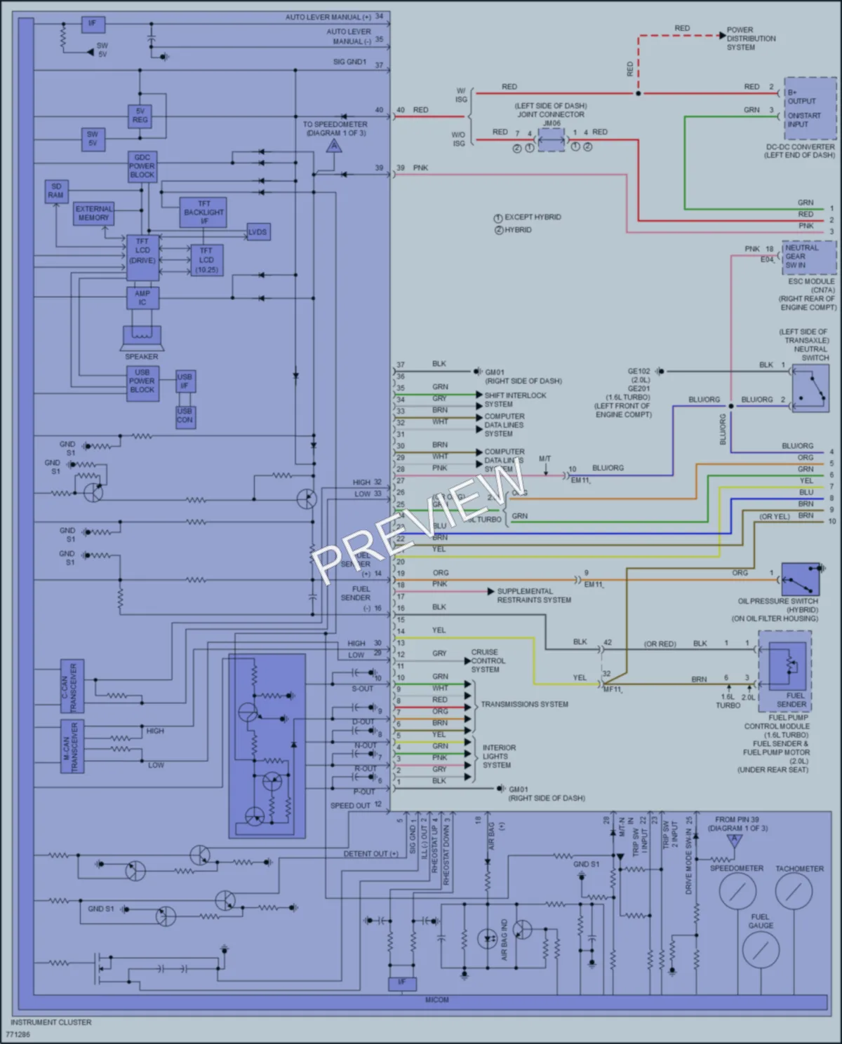 2022 Hyundai ElantraHybrid Instrument Cluster wiring diagram preview