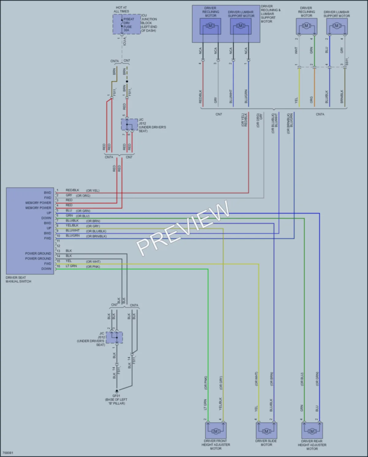 2022 Hyundai ElantraHybrid Power Seats wiring diagram preview